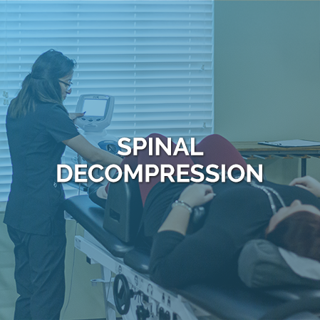 Staff Member With Patient In Decompression Machine With Blue Overlay